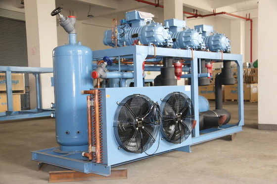 Industriële luchtgekoelde schroefcompressor Eenheid Nieuwe condensatie-eenheid Automatische kenmerken Kern motor koelkast Refcomp compressor